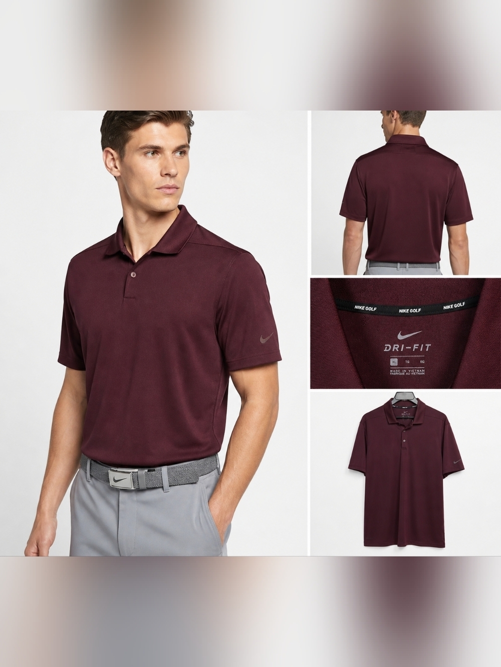 Nike GolfDri-FIT Polo Shirt Mens XL Maroon Performance Short Sleeve Athletic.